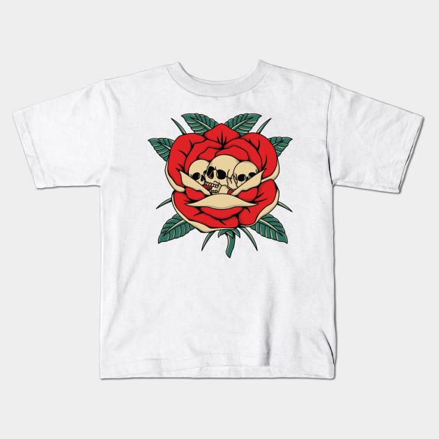 skull rose clover Kids T-Shirt by dayouths